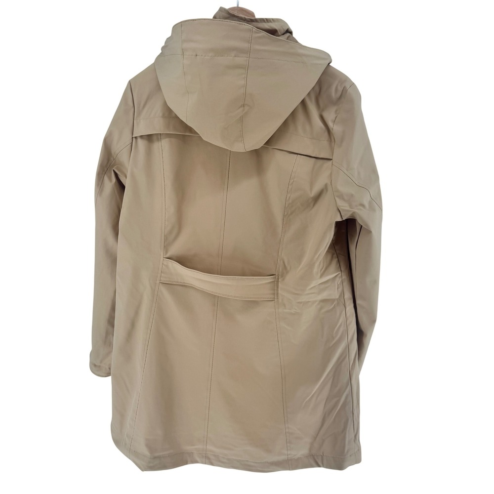 Lands End Womens Tan Khaki Hooded Raincoat Parka Jacket Size M RN 168874 - Picture 3 of 16